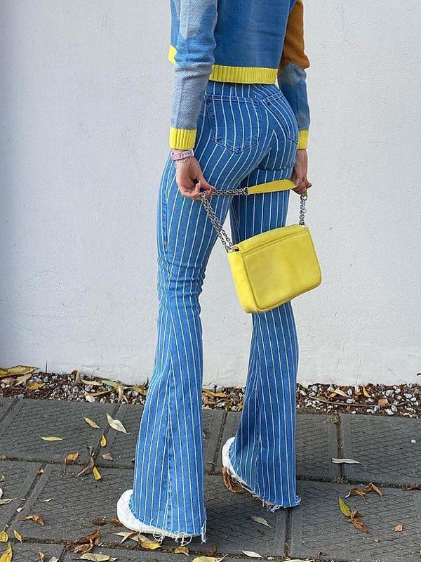 Vertical Striped Rough Selvedge Pants -- YKIIY  CLOTHING
