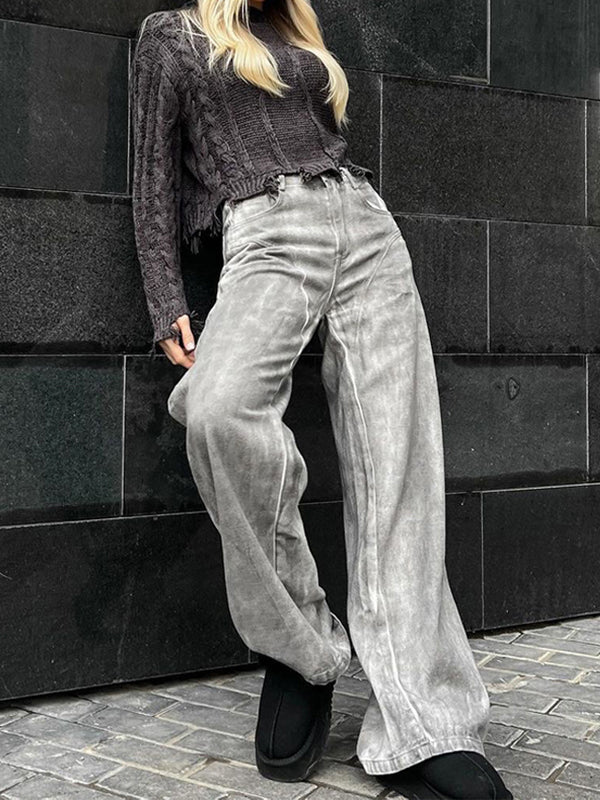 Vintage Button Zipper Patchwork Jeans -- YKIIY  CLOTHING