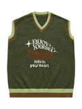 Vintage Colored Yarn Loose Knitted Vest -- YKIIY  CLOTHING