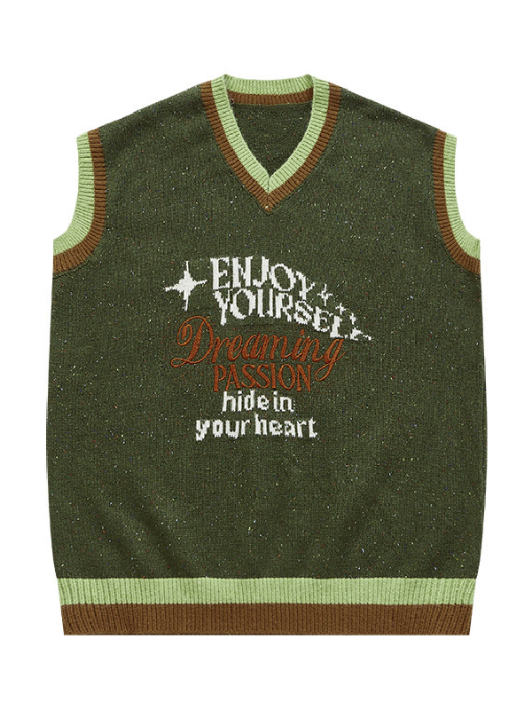 Vintage Colored Yarn Loose Knitted Vest -- YKIIY  CLOTHING