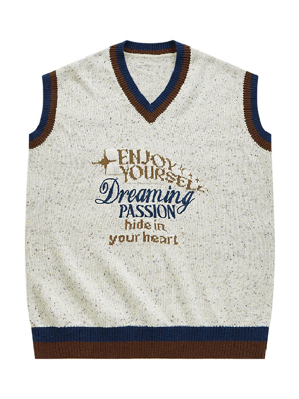 Vintage Colored Yarn Loose Knitted Vest -- YKIIY  CLOTHING