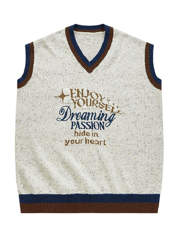 Vintage Colored Yarn Loose Knitted Vest -- YKIIY  CLOTHING