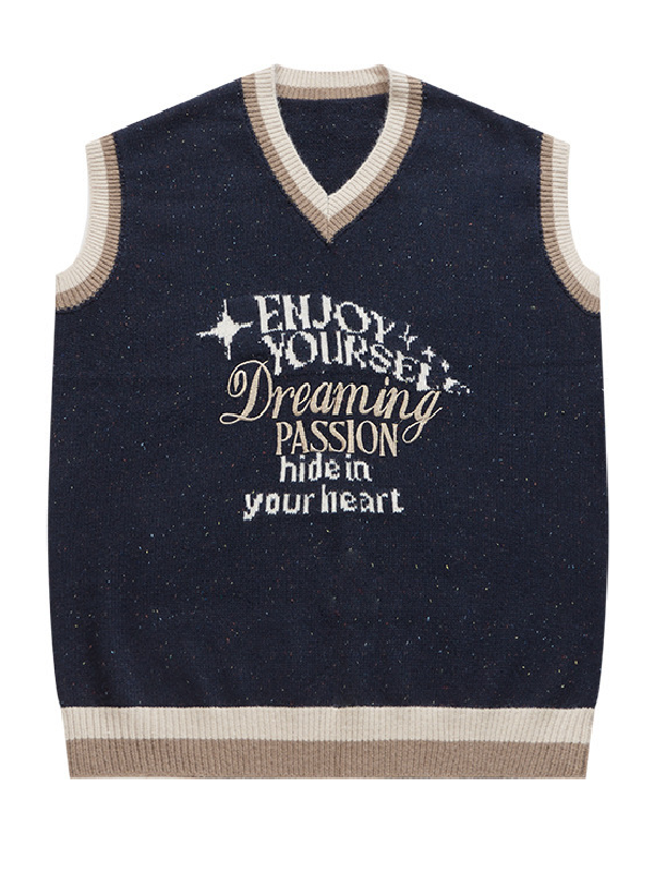Vintage Colored Yarn Loose Knitted Vest -- YKIIY  CLOTHING