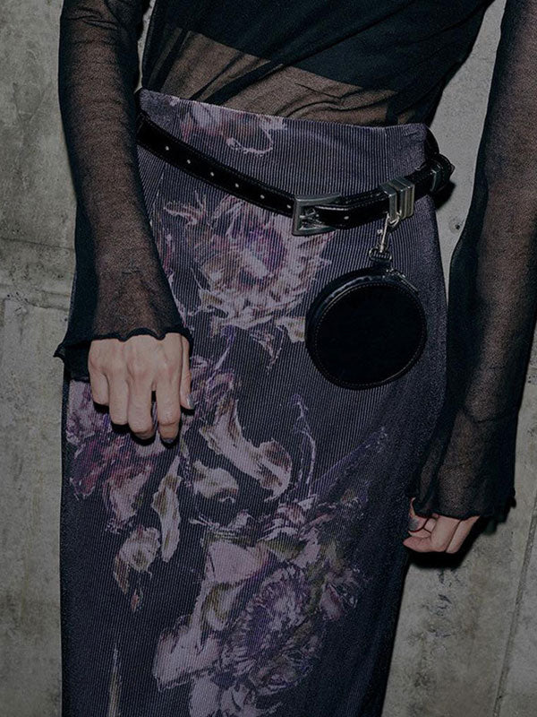 Vintage Floral Side Slit Bodycon Skirt -- YKIIY  CLOTHING