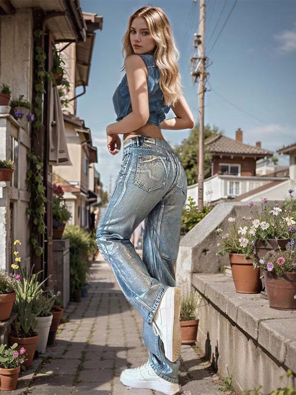 Vintage Gradient High Waist Jeans -- YKIIY  CLOTHING