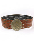Vintage Metal Round Buckle Belt -- YKIIY  CLOTHING