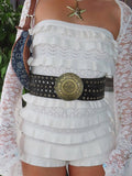 Vintage Metal Round Buckle Belt -- YKIIY  CLOTHING