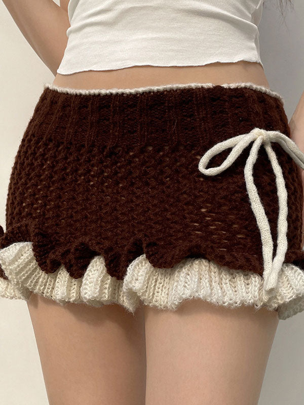 Vintage Patchwork Bow Bodycon Skirt -- YKIIY  CLOTHING
