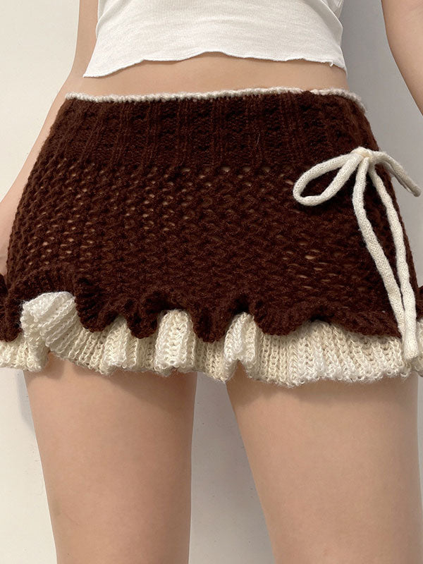Vintage Patchwork Bow Bodycon Skirt -- YKIIY  CLOTHING