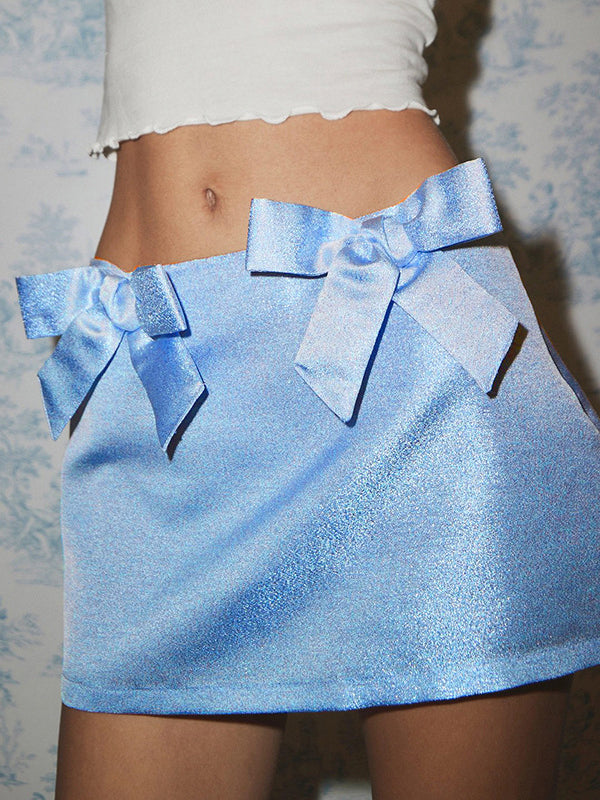 Vintage Plain Zipper Bow Skirt -- YKIIY  CLOTHING