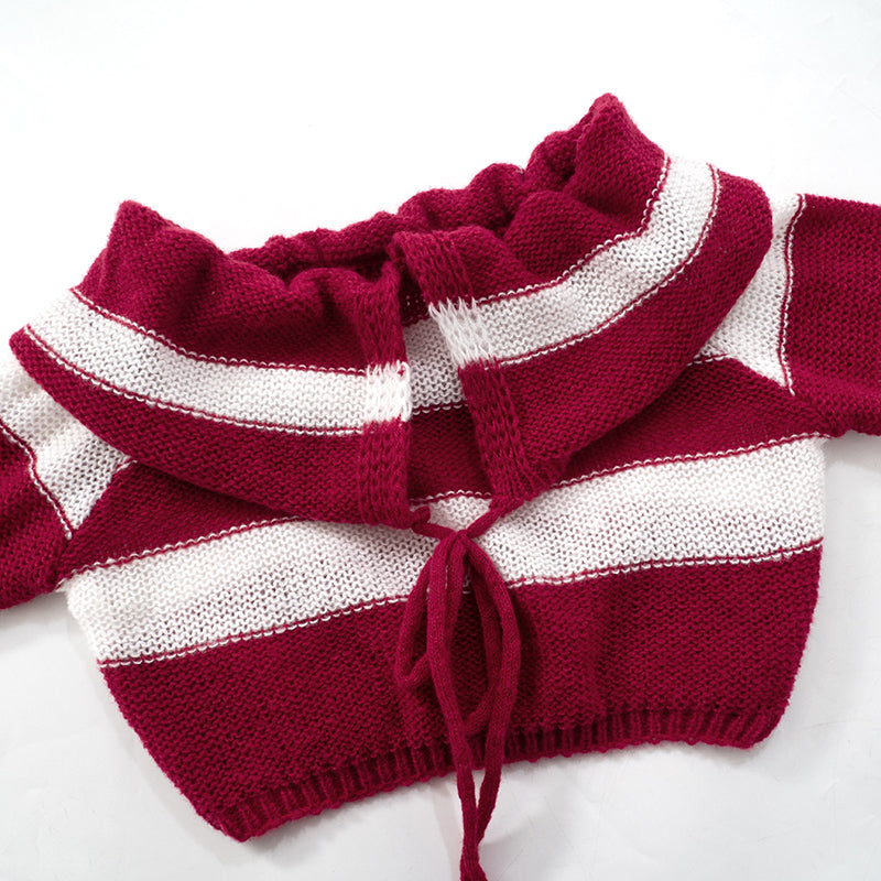 Wool Striped Long-sleeved Crop Top -- YKIIY  CLOTHING