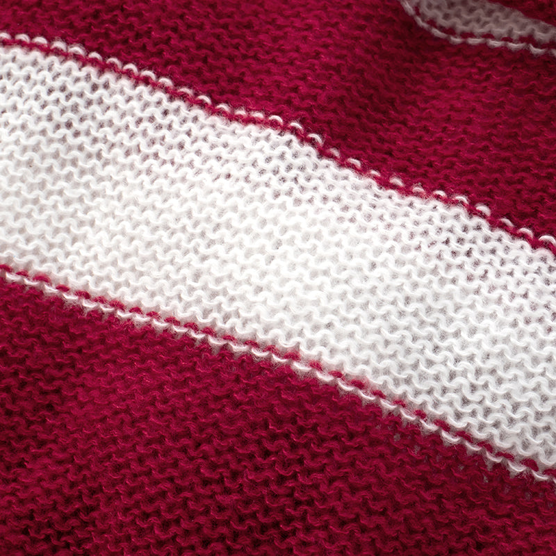 Wool Striped Long-sleeved Crop Top -- YKIIY  CLOTHING