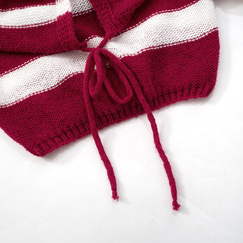 Wool Striped Long-sleeved Crop Top -- YKIIY  CLOTHING