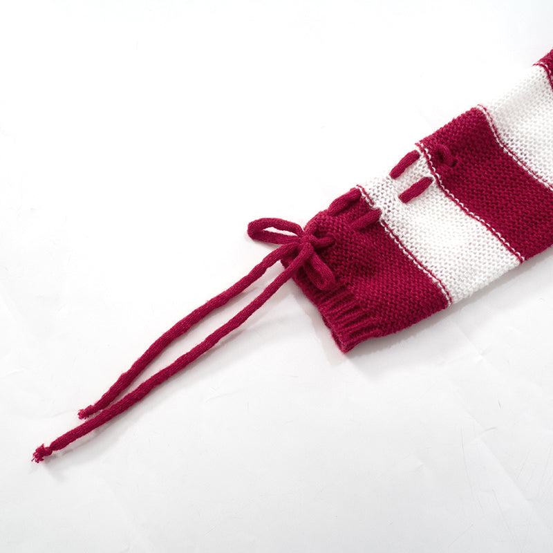 Wool Striped Long-sleeved Crop Top -- YKIIY  CLOTHING