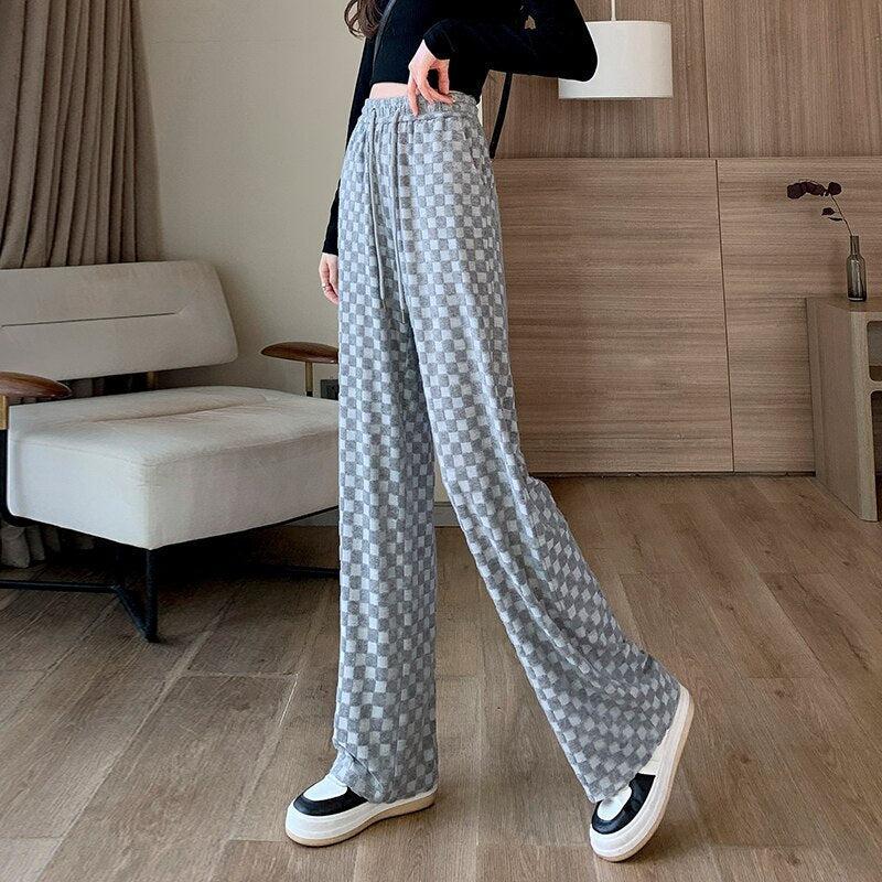Y2K Checkered Sweatpants -- YKIIY  CLOTHING