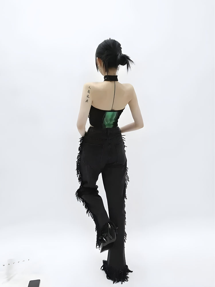 Y2K Cropped Halter Top -- YKIIY  CLOTHING