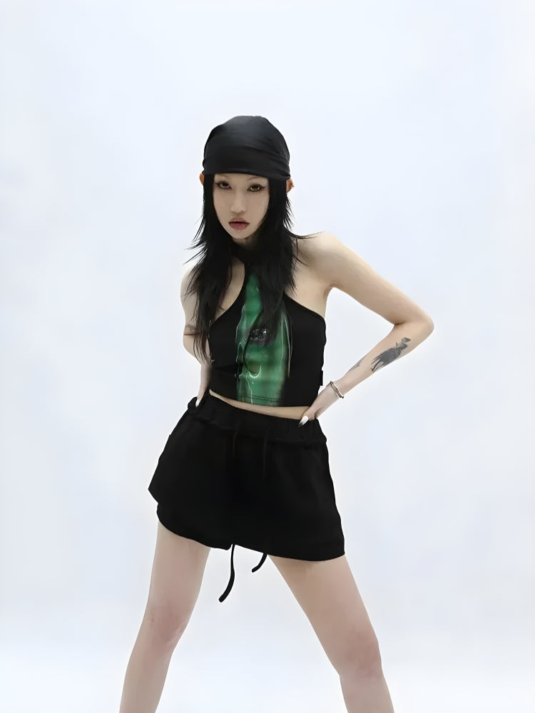 Y2K Cropped Halter Top -- YKIIY  CLOTHING