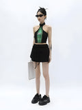 Y2K Cropped Halter Top -- YKIIY  CLOTHING