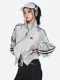 Y2K Cyberpunk Reflective Double Zip-Up Jacket -- YKIIY  CLOTHING