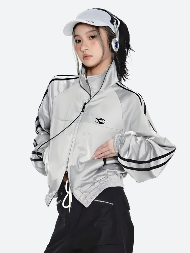 Y2K Cyberpunk Reflective Double Zip-Up Jacket -- YKIIY  CLOTHING