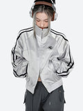 Y2K Cyberpunk Reflective Double Zip-Up Jacket -- YKIIY  CLOTHING