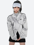 Y2K Cyberpunk Reflective Double Zip-Up Jacket -- YKIIY  CLOTHING