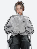 Y2K Cyberpunk Reflective Double Zip-Up Jacket -- YKIIY  CLOTHING
