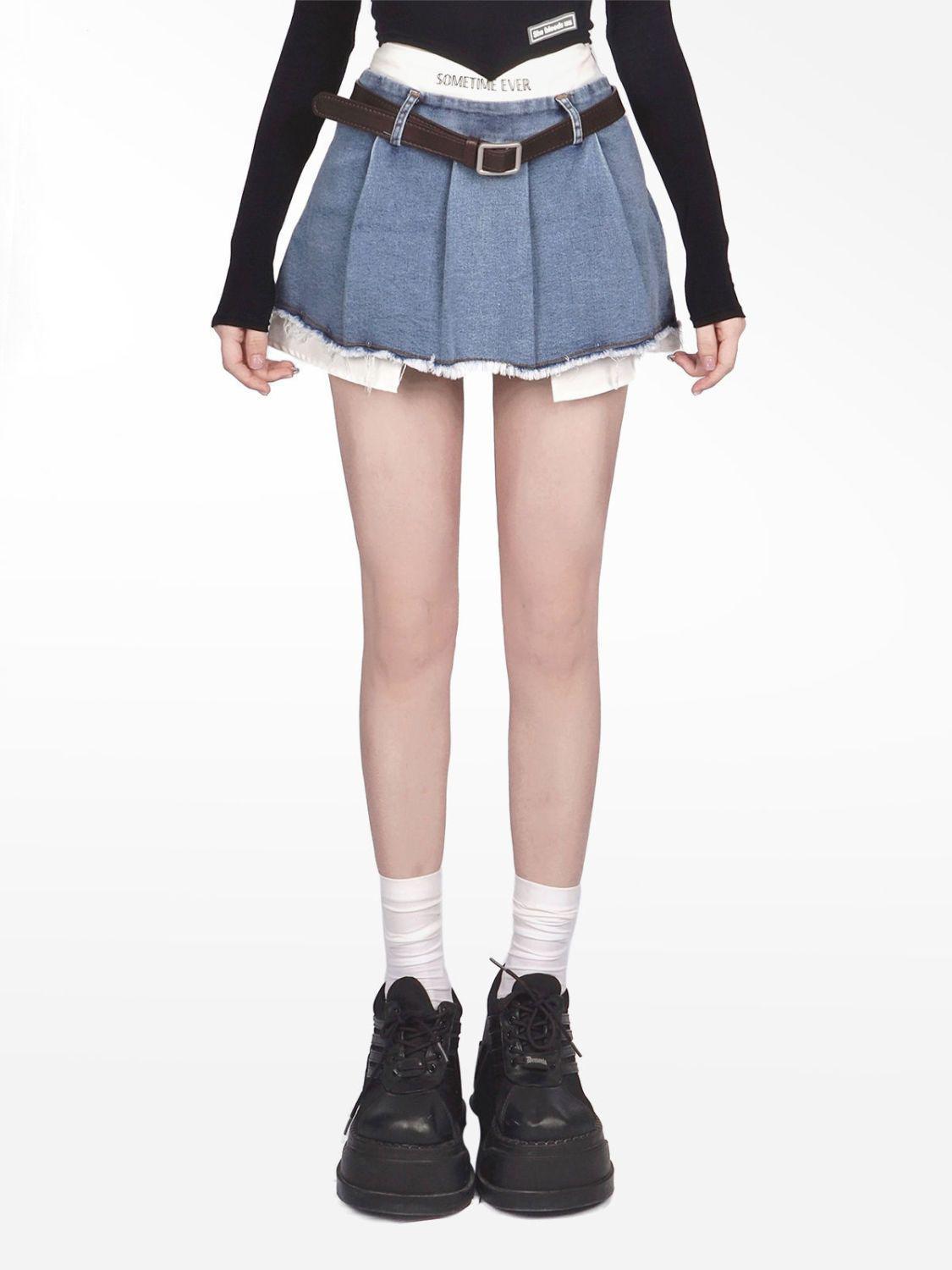 Y2K Fake Two Piece Pleated Mini Skirt -- YKIIY  CLOTHING