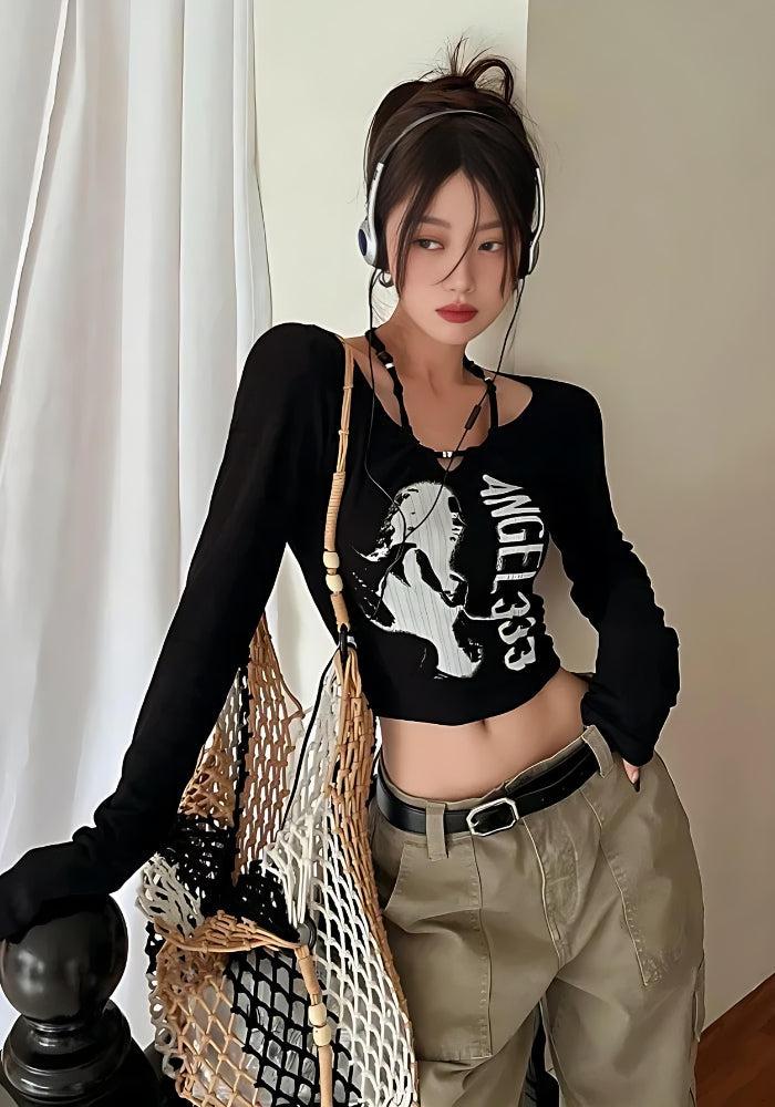 Y2K Grunge Angel 333 Top -- YKIIY  CLOTHING