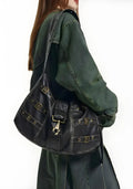 Y2K Grunge Faux Leather Belted Bag -- YKIIY  CLOTHING