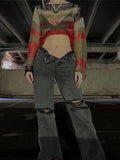 Y2K Hollow Out Backless Short Sweater -- YKIIY  CLOTHING