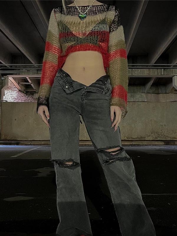 Y2K Hollow Out Backless Short Sweater -- YKIIY  CLOTHING