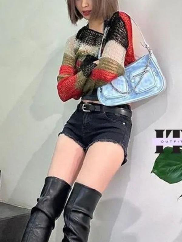 Y2K Hollow Out Backless Short Sweater -- YKIIY  CLOTHING