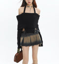 Y2K Tie At Side Distressed Mini Skirt -- YKIIY  CLOTHING