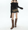 Y2K Tie At Side Distressed Mini Skirt -- YKIIY  CLOTHING