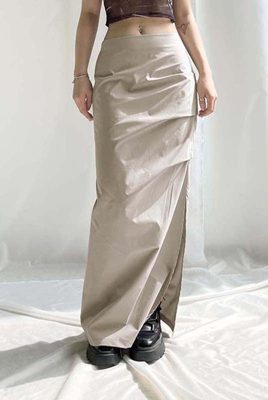 Y2K Plain Side Slit Bodycon Skirt