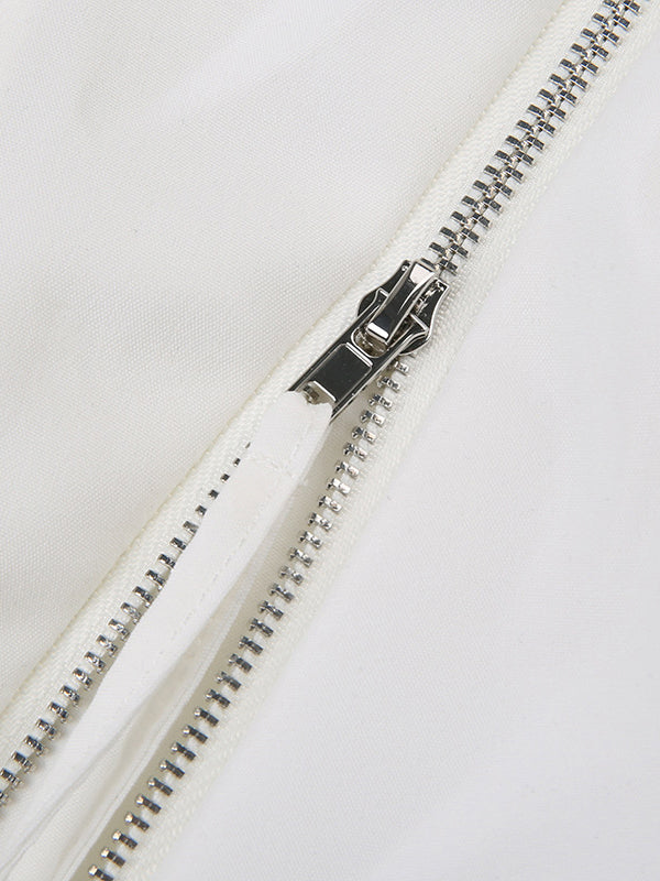 Zipper Patchwork Lace Up Tube Top -- YKIIY  CLOTHING