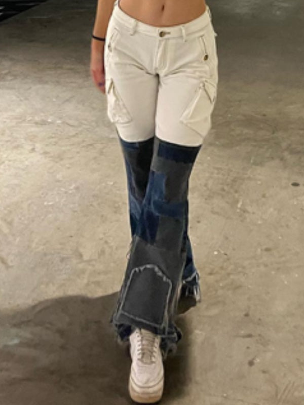 Zipper Patchwork Rough Selvedge Pants -- YKIIY  CLOTHING